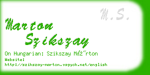 marton szikszay business card